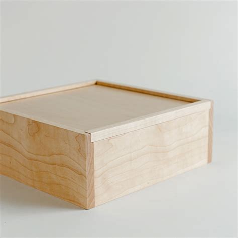 Wood Storage Box With Sliding Lid Personalized Hard Maple