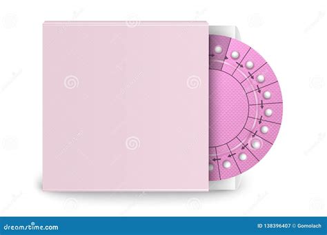 Vector Realistic Packaging Of Birth Control Pills In Box Closeup