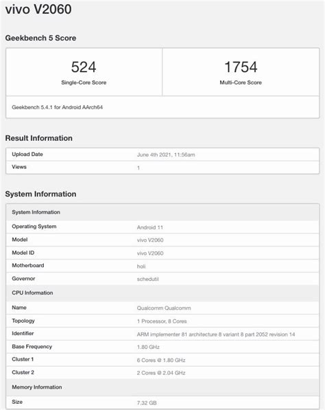 Vivo Y75 5g ปรากฎบนแอป Geekbench มาพร้อมชิปเซ็ท Snapdragon 480 Soc และ