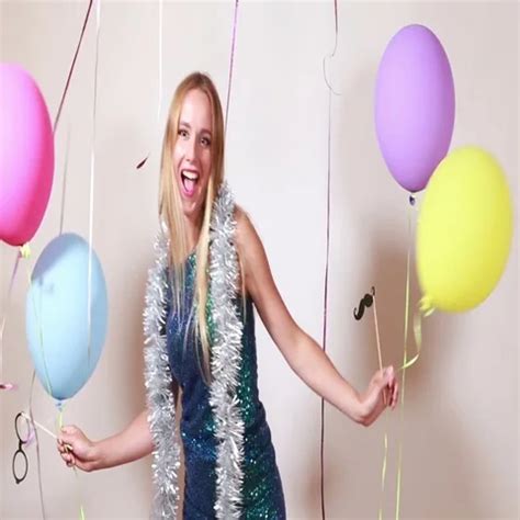 Happy Blonde Woman Jumping With Balloons Stock Video Pond