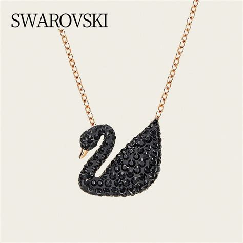 Swarovski Collar Con Colgante De Cisne Ic Nico En Cadena De Oro Negro