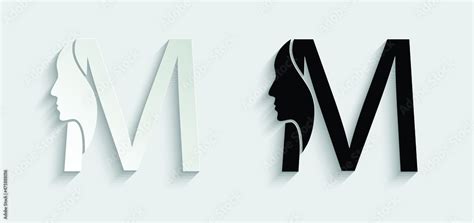 Letter M Woman Face Vector Template Logo Beauty Salon Stock Vector