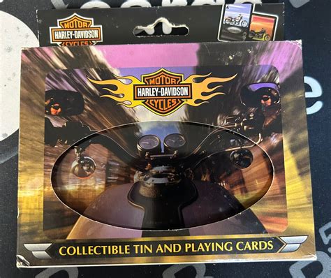 Harley Davidson 2002 Collectible Tin And 2 Decks Of Playing Cards