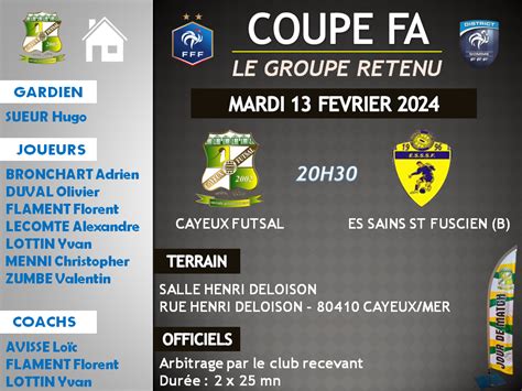 Actualit Senior A Coupe Fa J Le Groupe Club Football