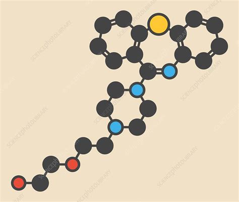 Quetiapine Antipsychotic Drug Molecule Stock Image F0130673