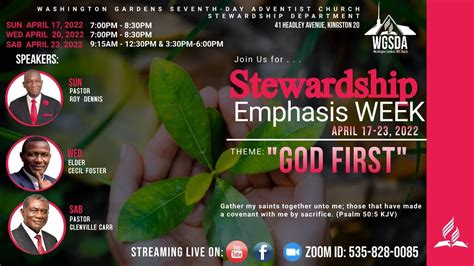 Stewardship Emphasis Week We Put God First We Trust Him Pastor