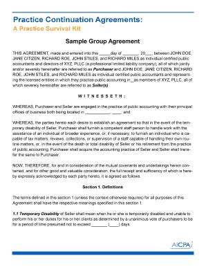 Fillable Online Aicpa Practice Continuation Agreements Aicpa Fax