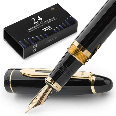 Wordsworth Black Majesti Fountain Pen Black Luxury Case Gold