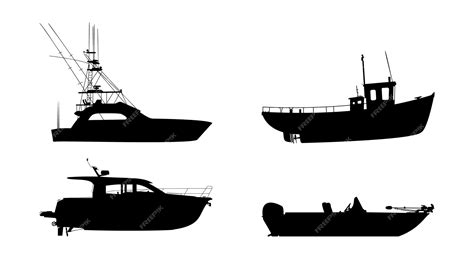 Premium Vector Fishing Boat Silhouette