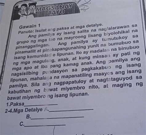 Pasagot Po Pls Bukas Napo Kase Yung Pasahan Need Kopo Ng Answer Thank