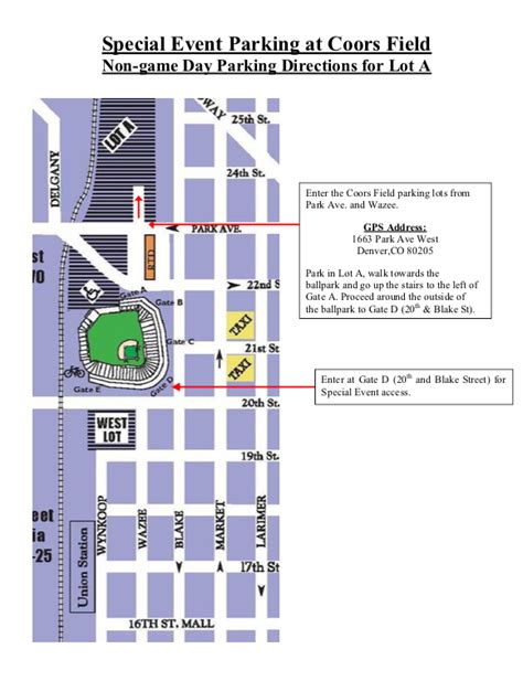 Coors Field Parking Lot Map