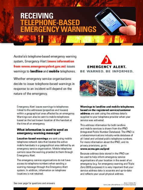 Fillable Online Emergency Alerts And The National Public Alerting