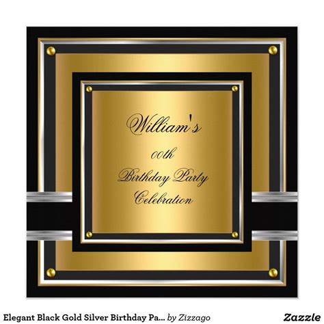 Elegant Black Gold Silver Birthday Party Mens Mans 5 25x5 25 Square