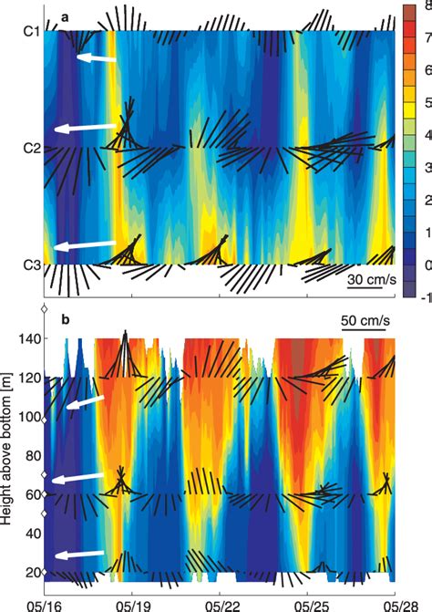 Hovmö ller diagram of temperature 8C according to the color bar in