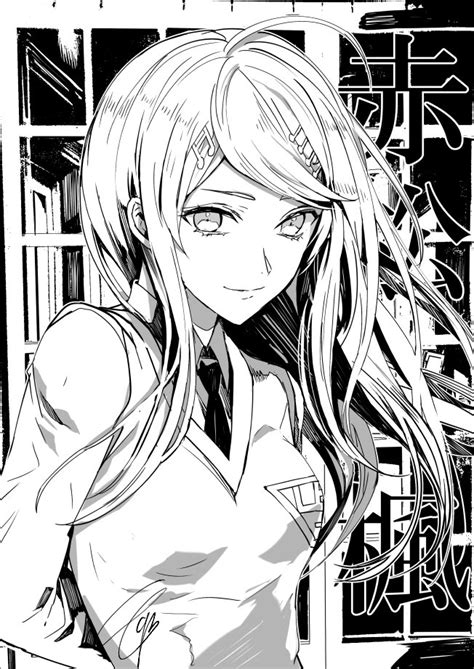 Safebooru 1girl Ahoge Akamatsu Kaede Arms Behind Back Bangs Breasts