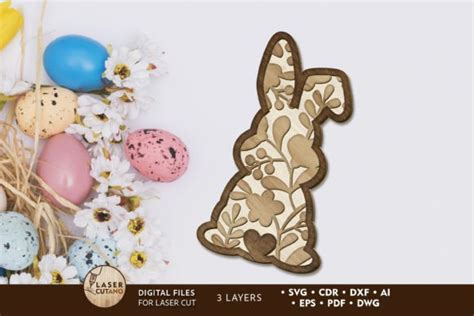 Easter Rabbit Layered Template Cut File Graphic By Lasercutano