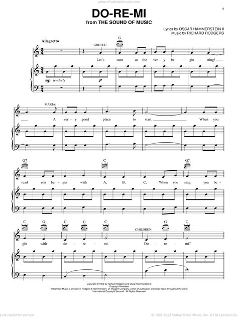 Do Re Mi From The Sound Of Music Sheet Music For Voice Piano Or Guitar