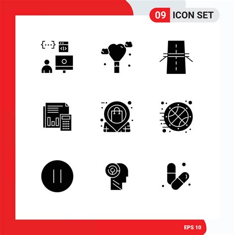 Universal Icon Symbols Group Of 9 Modern Solid Glyphs Of Business