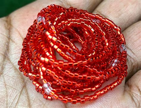 Red Clear Waist Bead African Waist Beads Body Jewelry Etsy UK