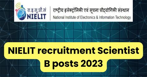 Nielit Recruitment Scientist B Posts Apply Now Best Job