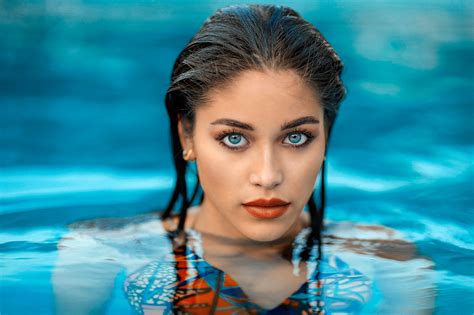 Face Women Blue Eyes Wet Hair Alessandro Di Cicco Water Swimming