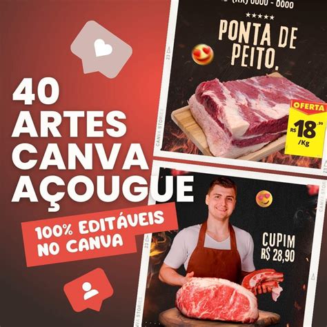 40 Pack Artes Canva Açougue Feed Instagram E Facebook Arquivos