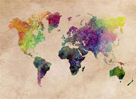 Watercolor World Map Art Map Worldmap Poster Painting By Ethan Bennett