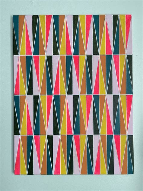 Neon Pink Green Teal Orange Yellow Geometric 18x24 Painting by Amy ...