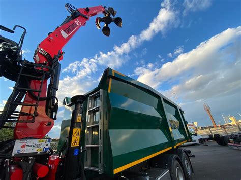 Truck Mounted Crane For Plastic And Metal Recovery At Work In Spain