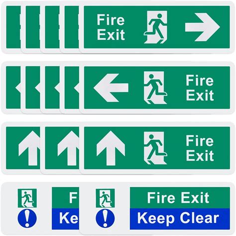 DODUOS 15Pcs Fire Exit Sign 30 X 10cm Fire Exit Keep Clear Sign Self