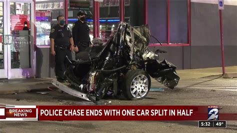 Police Chase Ends With Car Split In Half Authorities Say Youtube