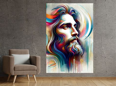 Modern Jesus Wall Art, Printable Christian Wall Decor, Colorful Jesus ...