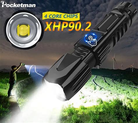 XHP90.2 Super Bright LED Flashlight XLamp Tactical waterproof Torch Smart chip control With ...