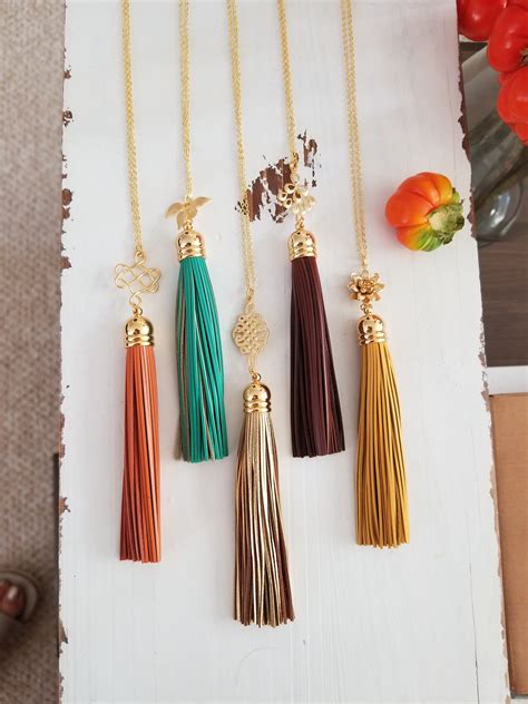 Tassel Necklace. Long Necklace Leather Tassel Necklace. Long - Etsy