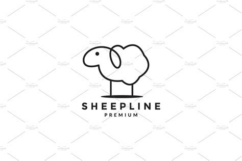 Cute Line Art Sheep Logo Vector Masterbundles