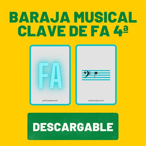 Baraja Musical Clave De Fa En 4ª Descargable Partiturespiano