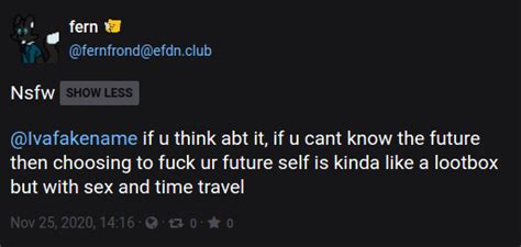 Choosing To Fuck Your Future Self Is Kinda Like A Lootbox But With Sex And Time Travel R