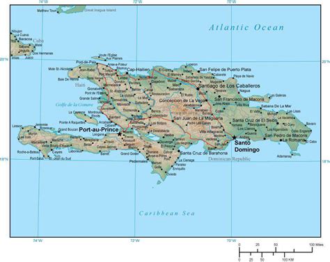 Digital Haiti and Dominican Republic Map plus Terrain in Adobe ...