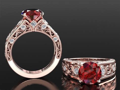 Ruby Engagement Ring 2 Carat Ruby Ring Ruby Anniversary Ring Rose