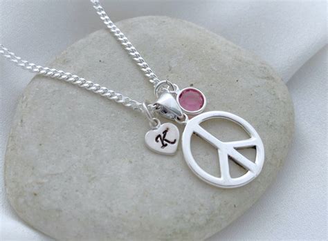 Sterling Silver Peace Necklace Peace Jewelry Silver Peace Sign