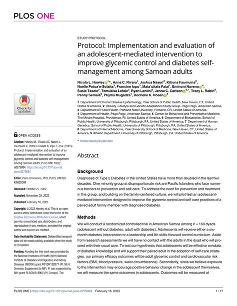 Pdf Protocol Implementation And Evaluation Of An Adolescent Mediated Intervention To Improve