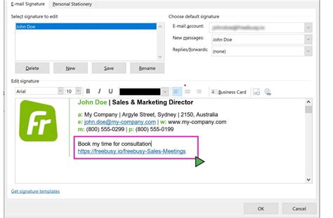 Add Booking Link Into Outlook Email Signature