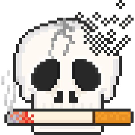 Pixel Art Skull Head With Cigaratte 27950969 Png