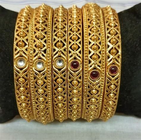 Golden Brass Gold Plated Rajwadi Bangle Set At Rs Set In Mumbai