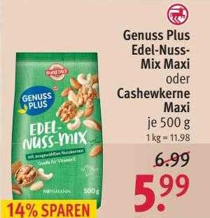 Genuss Plus Edel Nuss Mix Maxi Oder Cashewkerne Maxi Angebot Bei