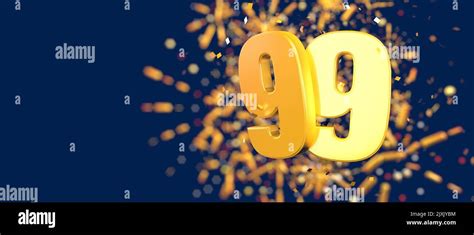 Gold Number 99 In The Foreground With Gold Confetti Falling And