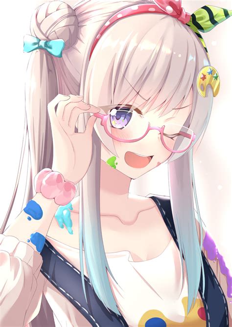 Safebooru 1girl D Absurdres Adjusting Eyewear Airani Iofifteen Bangs