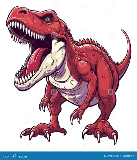 Red Tyrannosaurus Rex Drawing Angry T Rex With Open Fanged Mouth Color