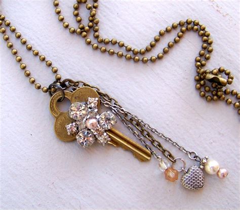 French Style Vintage Key Necklace Repurposed Vintage Etsy Key