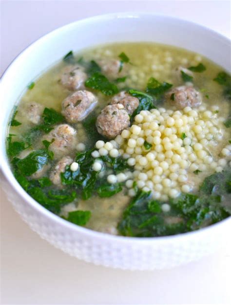 italian wedding soup with turkey meatballs and spinach